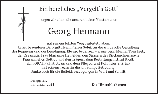 Traueranzeige von Georg Hermann von merkurtz