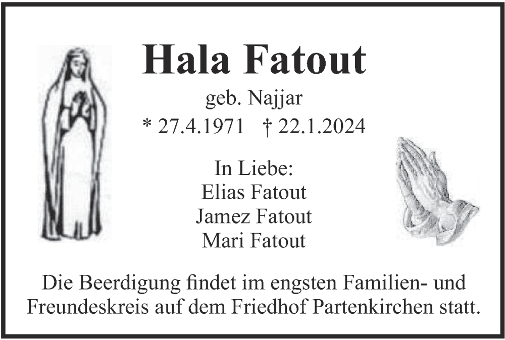  Traueranzeige für Hala Fatout vom 24.01.2024 aus merkurtz