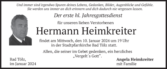 Traueranzeige von Hermann Heimkreiter von merkurtz