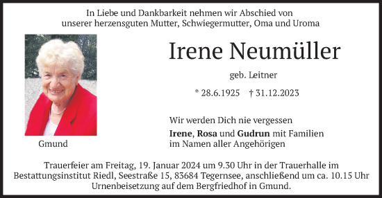 Traueranzeige von Irene Neumüller von merkurtz