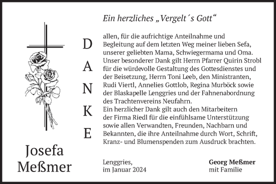 Traueranzeige von Josefa Meßmer von merkurtz
