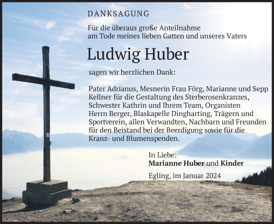 Traueranzeige von Ludwig Huber von merkurtz