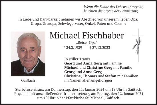 Traueranzeige von Michael Fischhaber von merkurtz