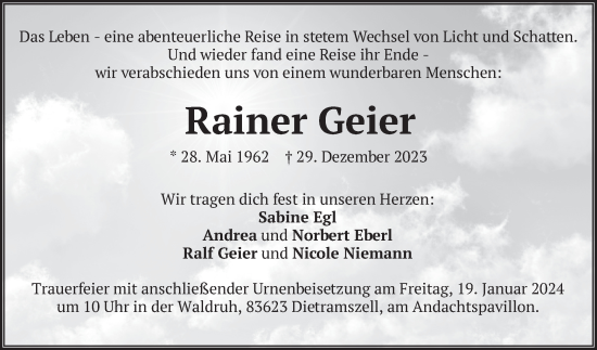 Traueranzeige von Rainer Geier von merkurtz