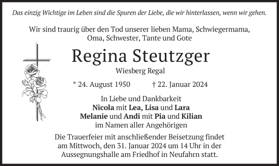 Traueranzeige von Regina Steutzger von merkurtz