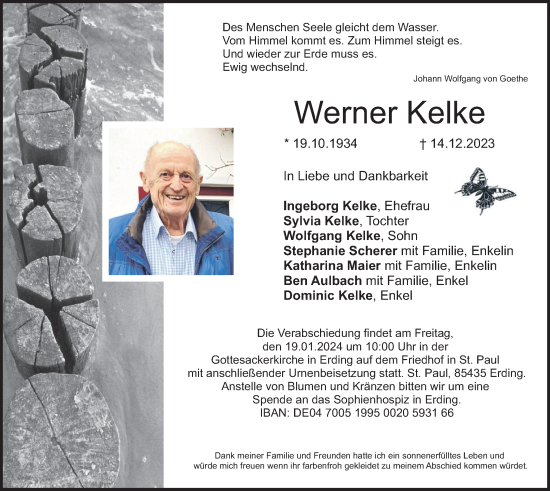 Traueranzeige von Werner Kelke von merkurtz