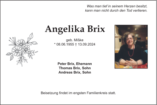 Traueranzeige von Angelika Brix von merkurtz