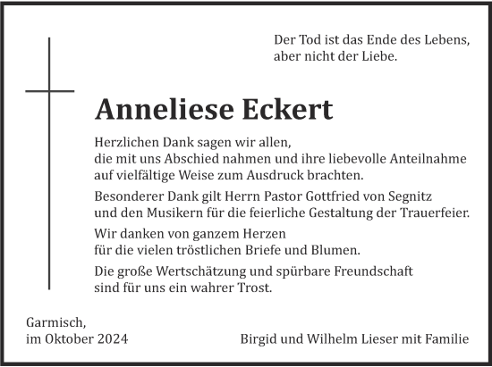 Traueranzeige von Anneliese Eckert von merkurtz