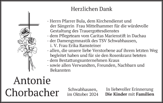Traueranzeige von Antonie Chorbacher von merkurtz