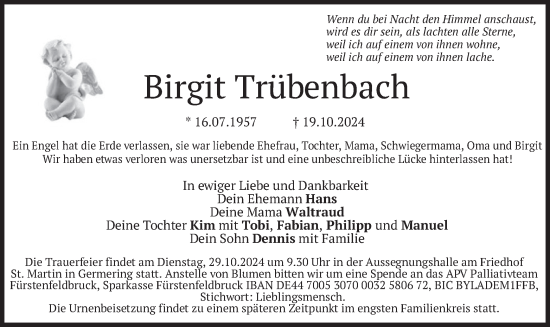 Traueranzeige von Birgit Trübenbach von merkurtz