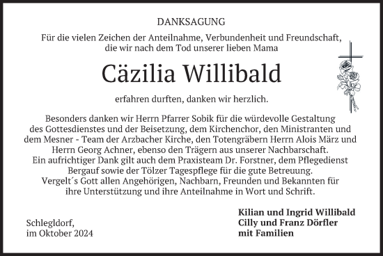 Traueranzeige von Cäzilia Willibald von merkurtz