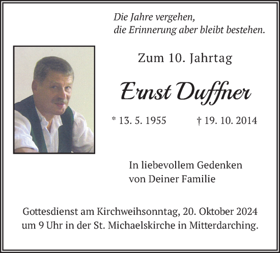 Traueranzeige von Ernst Duffner von merkurtz