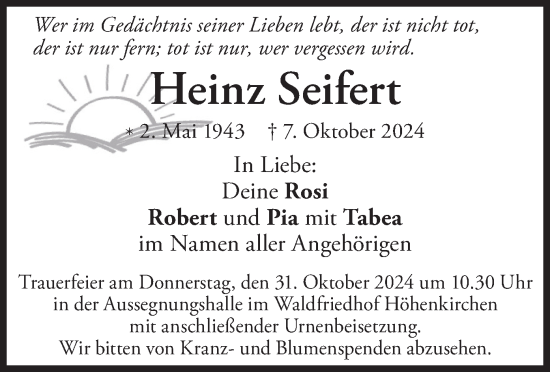 Traueranzeige von Heinz Seifert von merkurtz