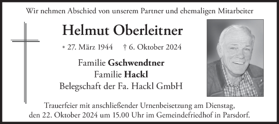 Traueranzeige von Helmut Oberleitner von merkurtz