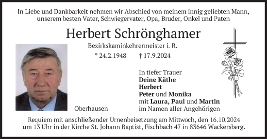Traueranzeige von Herbert Schrönghamer von merkurtz