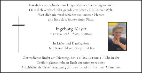 Traueranzeige von Ingeborg Mayer von merkurtz