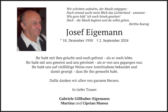 Traueranzeige von Josef Eigemann von merkurtz