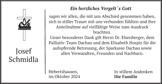 Traueranzeige von Josef Schmidla von merkurtz