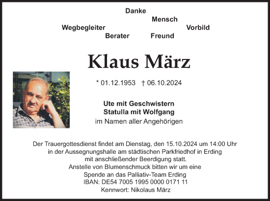 Traueranzeige von Klaus März von merkurtz