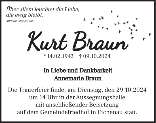 Traueranzeige von Kurt Braun von merkurtz