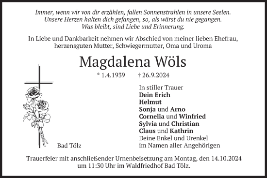 Traueranzeige von Magdalena Wöls von merkurtz