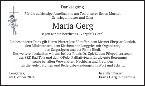 Traueranzeige von Maria Gerg von merkurtz