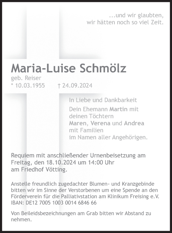 Traueranzeige von Maria-Luise Schmölz von merkurtz