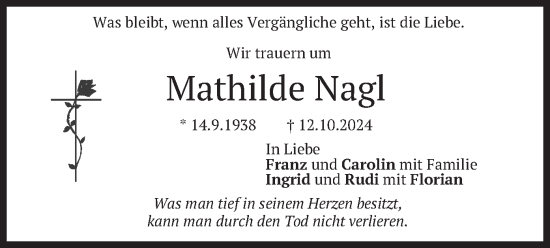 Traueranzeige von Mathilde Nagl von merkurtz