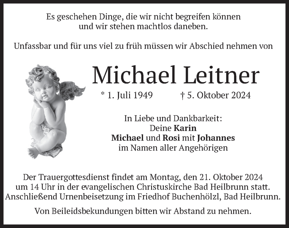  Traueranzeige für Michael Leitner vom 12.10.2024 aus merkurtz