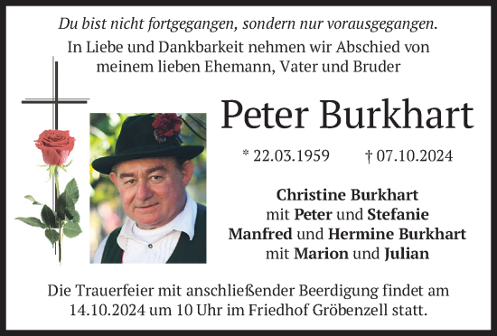 Traueranzeige von Peter Burkhart von merkurtz