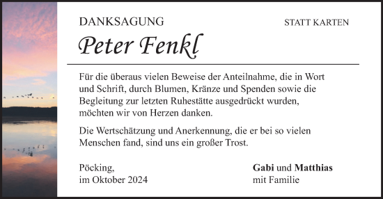 Traueranzeige von Peter Fenkl von merkurtz