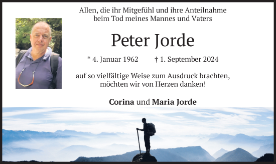 Traueranzeige von Peter Jorde von merkurtz