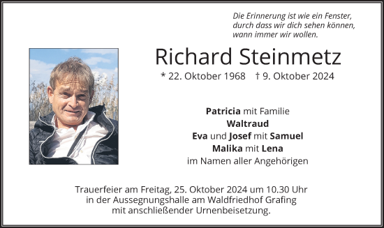 Traueranzeige von Richard Steinmetz von merkurtz