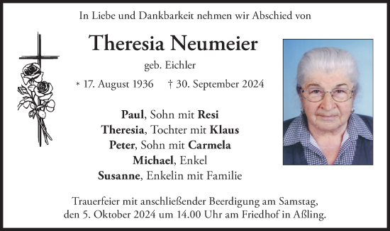 Traueranzeige von Theresia Neumeier von merkurtz