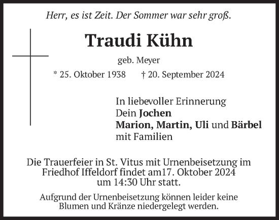 Traueranzeige von Traudi Kühn von merkurtz