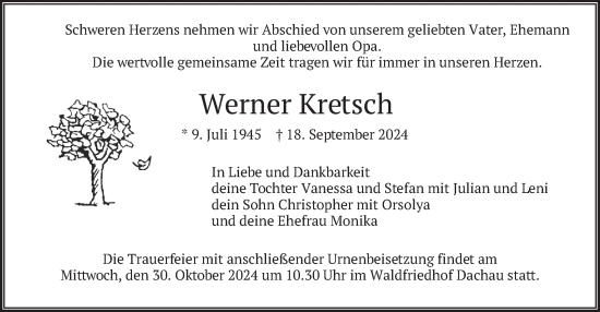 Traueranzeige von Werner Kretsch von merkurtz