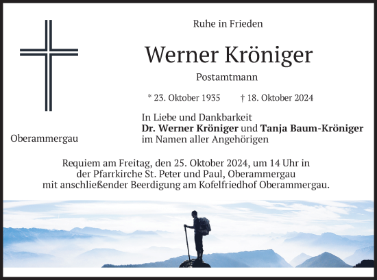 Traueranzeige von Werner Kröniger von merkurtz