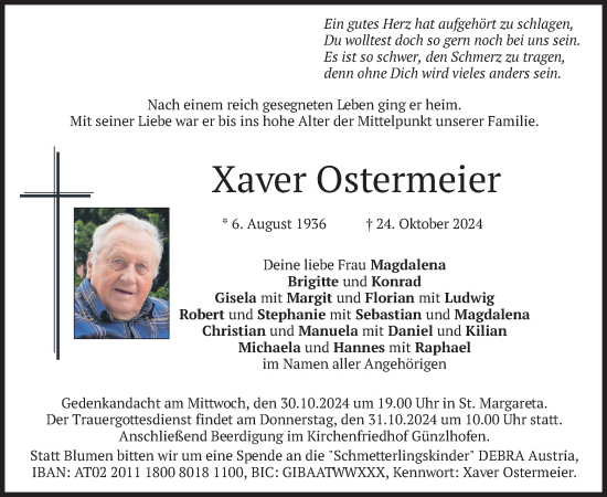 Traueranzeige von Xaver Ostermeier von merkurtz