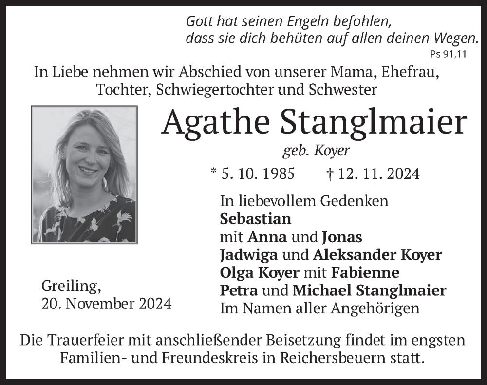 Traueranzeigen Von Agathe Stanglmaier | Trauer.merkur.de