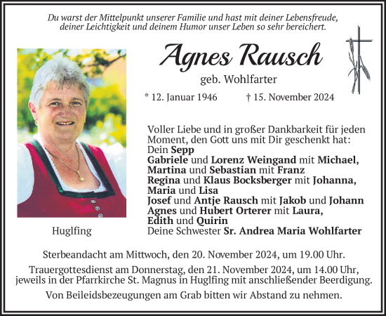 Traueranzeige von Agnes Rausch von merkurtz