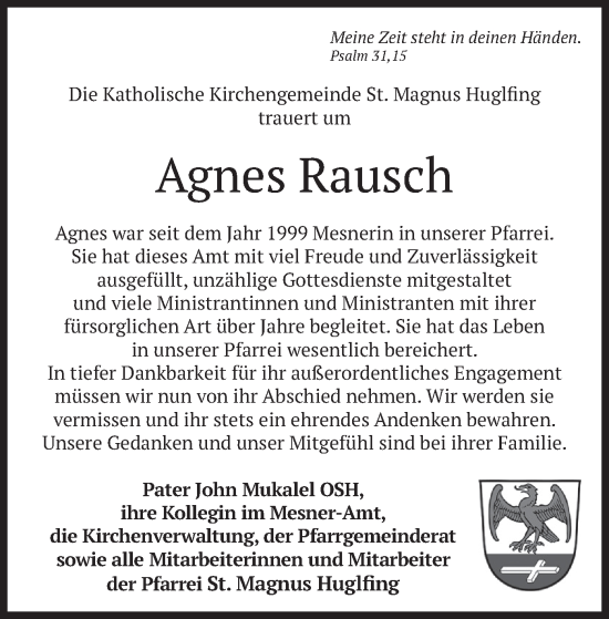 Traueranzeige von Agnes Rausch von merkurtz