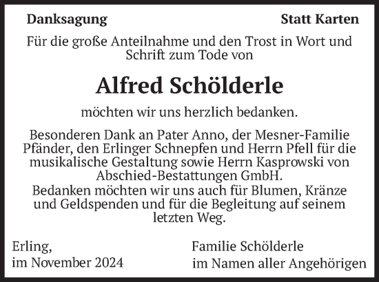 Traueranzeige von Alfred Schölderle von merkurtz