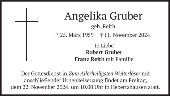 Traueranzeige von Angelika Gruber von merkurtz