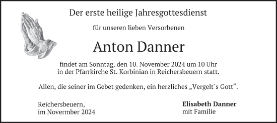 Traueranzeige von Anton Danner von merkurtz