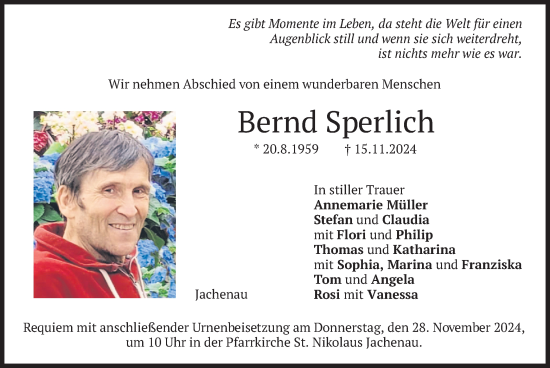 Traueranzeige von Bernd Sperlich von merkurtz