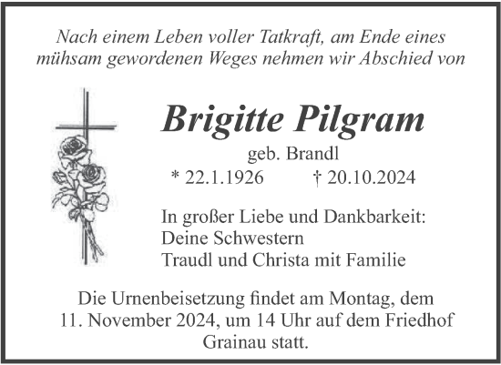 Traueranzeige von Brigitte Pilgram von merkurtz