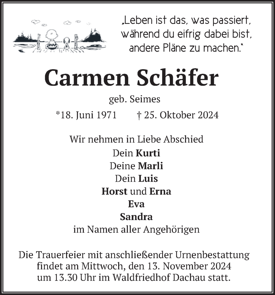  Traueranzeige für Carmen Schäfer vom 02.11.2024 aus merkurtz