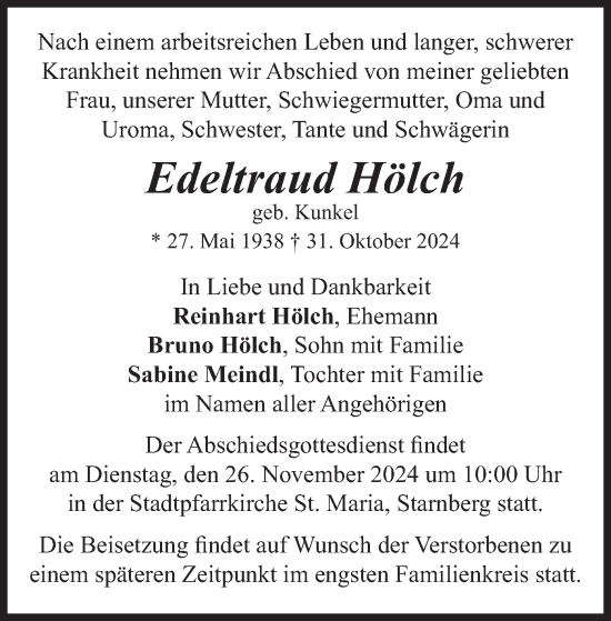 Traueranzeige von Edeltraud Hölch von merkurtz