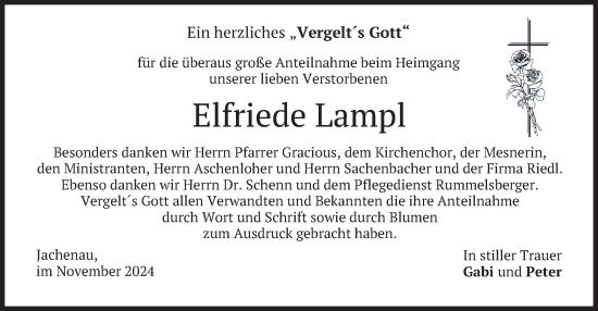 Traueranzeige von Elfriede Lampl von merkurtz