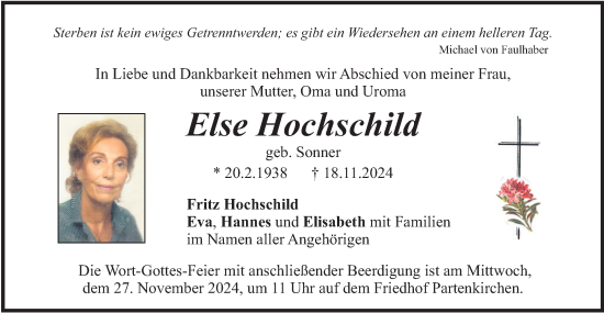 Traueranzeige von Else Hochschild von merkurtz